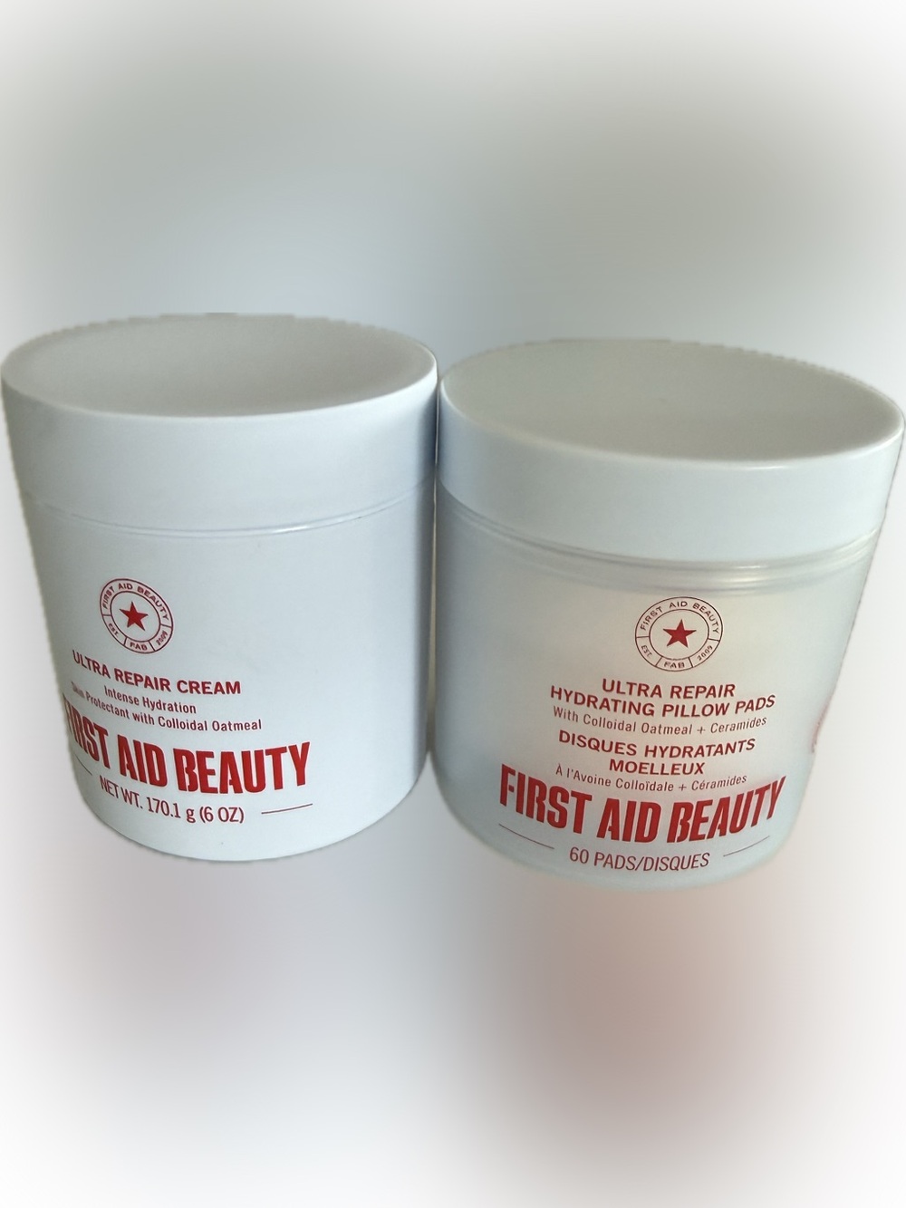 First Aid Beauty Bundle, BOGO Ultra Hydrating Pads & moisturizer, NWT 6 oz each